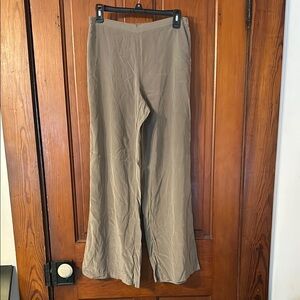 Washable Silk Tan Wide-Leg Pants